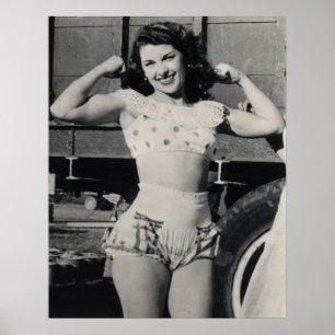 Vintage Circus Muscle Girl Photo Poster
