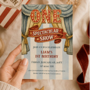 Vintage Circus One Spectacular Show Boy Birthday Invitation