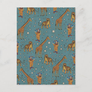 Vintage Circus Pattern Holiday Postcard