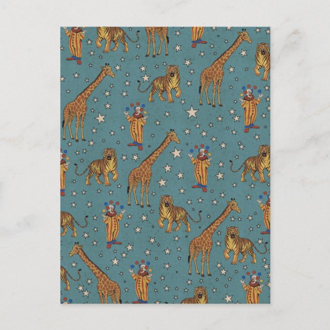Vintage Circus Pattern Holiday Postcard (Front)