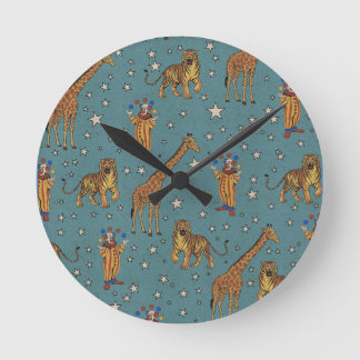 Vintage Circus Pattern Round Clock