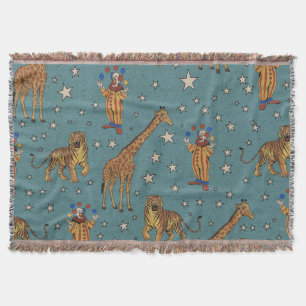 Vintage Circus Pattern Throw Blanket