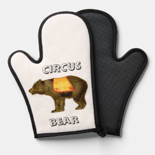 Vintage circus performing bear oven mitt