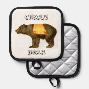 Vintage circus performing bear pot holder