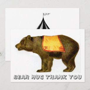 Vintage circus performing bear thank you card