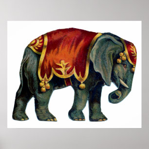 Vintage circus performing elephant circus  , poste poster
