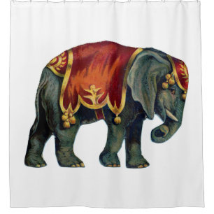 Vintage circus performing elephant circus   shower curtain