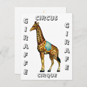Vintage circus performing giraffe card