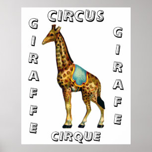 Vintage circus performing giraffe poster