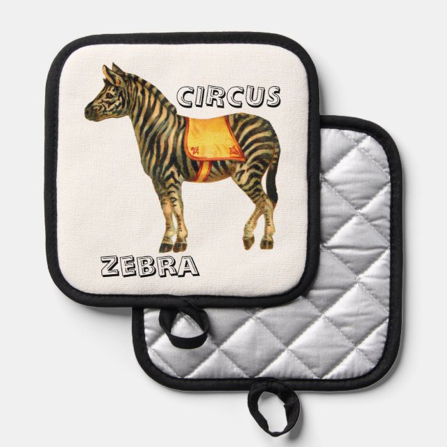Vintage circus performing zebra pot holder (Front/Back)