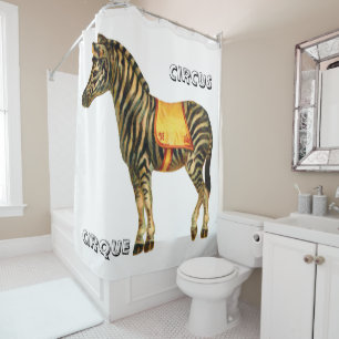 Vintage circus performing zebra shower curtain