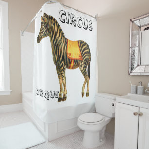 Vintage circus performing zebra shower curtain