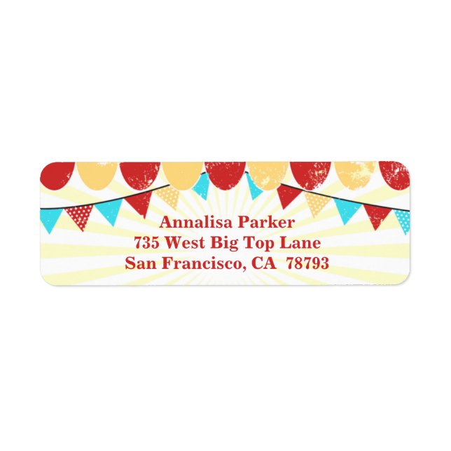 Vintage Circus personalised address label (Front)