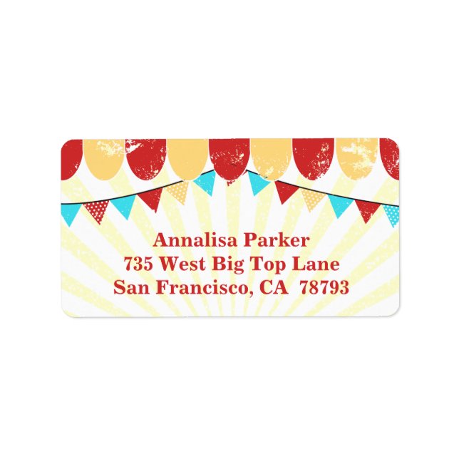 Vintage Circus personalised address label (Front)