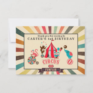 Vintage Circus Personalised Birthday Thank You Card