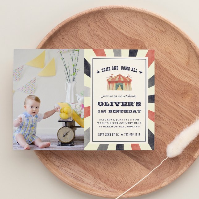 Vintage Circus Photo Birthday Party Invitation (Creator Uploaded)