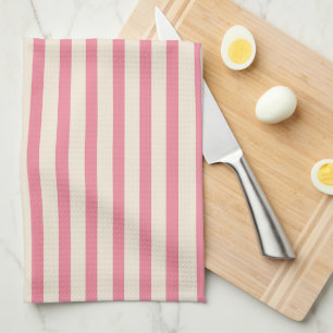 Vintage Circus Pink & Cream Vertical Stripes Tea Towel
