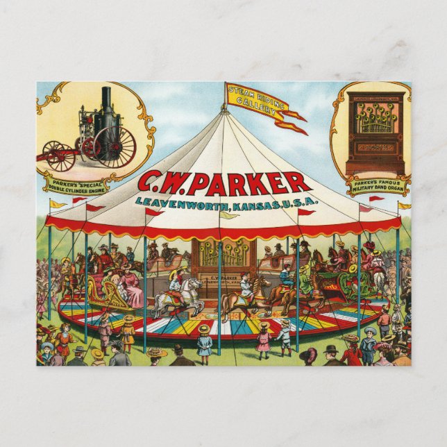 Vintage Circus Poster. C.W. Parker. Postcard (Front)