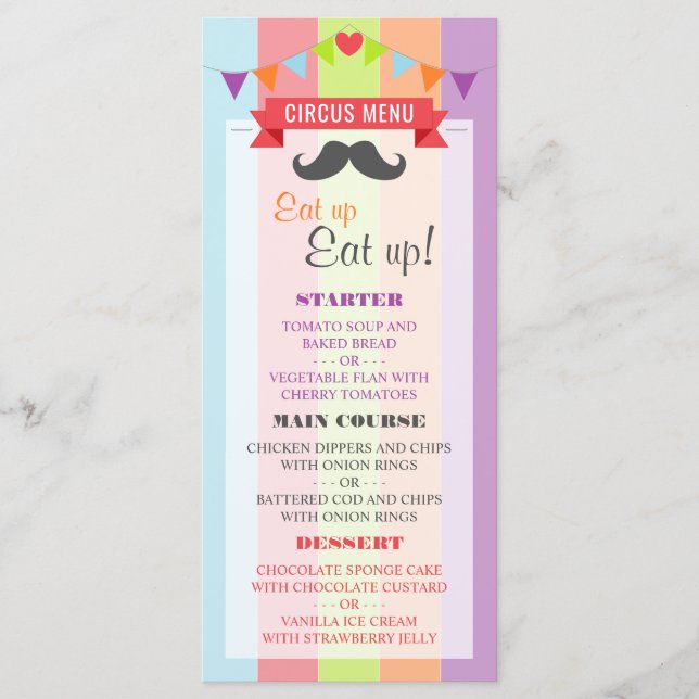 Vintage Circus Poster Children's Birthday Menu (Front)