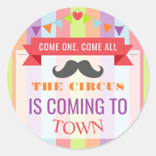 Vintage Circus Poster Children's Birthday Party Classic Round Sticker