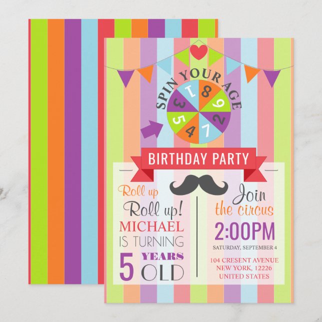 Vintage Circus Poster Children's Birthday Party Invitation (Front/Back)