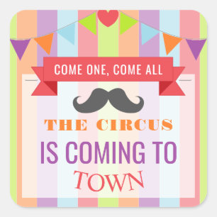 Vintage Circus Poster Children's Birthday Party Square Sticker