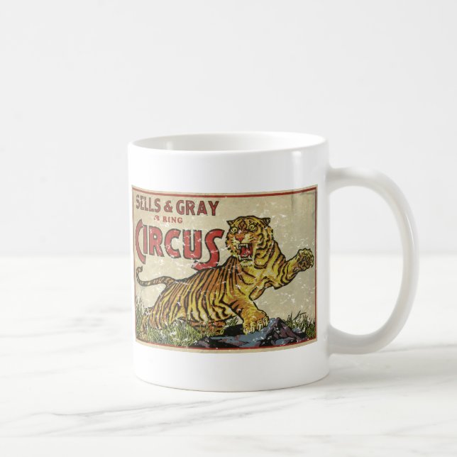 Vintage Circus Poster - circa 1930 - distressed Coffee Mug (Right)