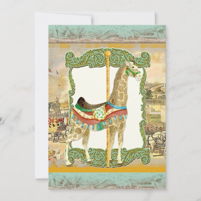 Vintage Circus Poster, Giraffe Baby Shower Invitation (Front)