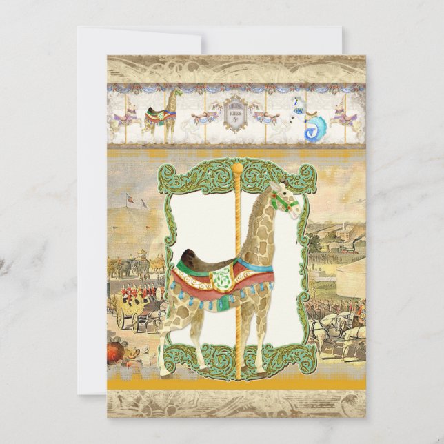 Vintage Circus Poster, Giraffe Baby Shower Invitation (Front)