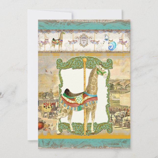 Vintage Circus Poster, Giraffe Baby Shower Invitation (Front)