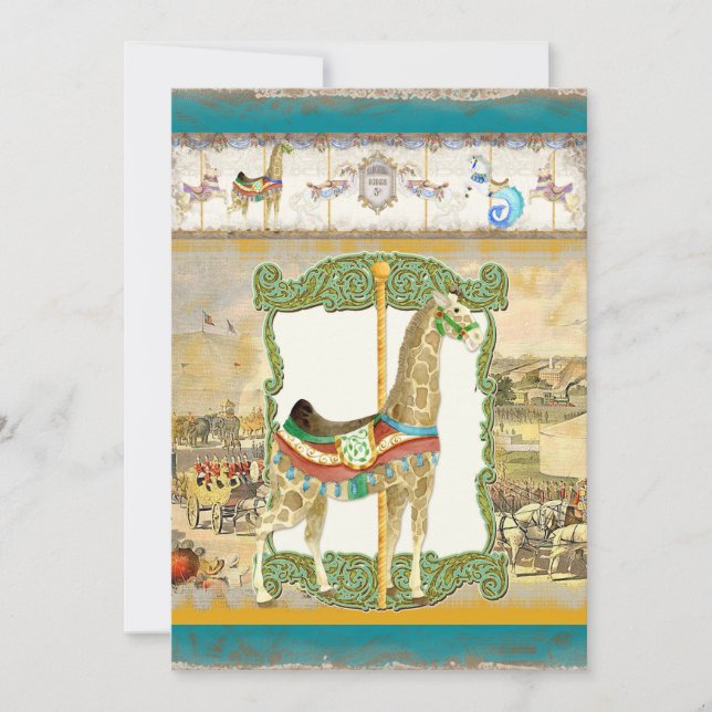 Vintage Circus Poster, Giraffe Baby Shower Invitation (Front)