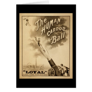 Vintage Circus Poster Human Canon Ball circa 1879