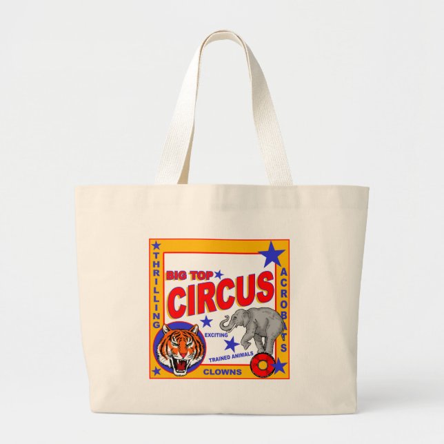 Vintage Circus Poster Large Tote Bag (Front)