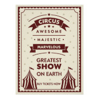 Vintage Circus Poster – Majestic Tents and Stars