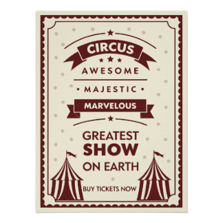 Vintage Circus Poster – Majestic Tents and Stars