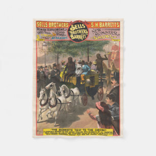 Vintage Circus Poster Of A Monkey Driven Coach Fleece Blanket