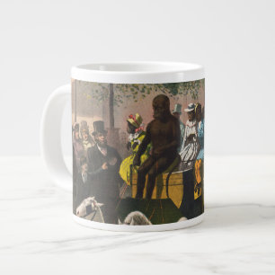 Vintage Circus Poster Of A Monkey Driven Coach Large Coffee Mug