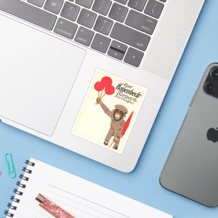 Vintage Circus Poster Of A Monkey Holding Balloons