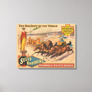Vintage Circus Poster Of A Roman Chariot Race Canvas Print