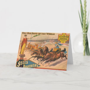 Vintage Circus Poster Of A Roman Chariot Race Card