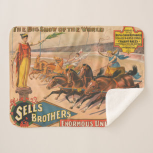 Vintage Circus Poster Of A Roman Chariot Race Sherpa Blanket