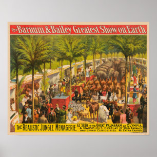 Vintage Circus Poster Of Animals And Performers