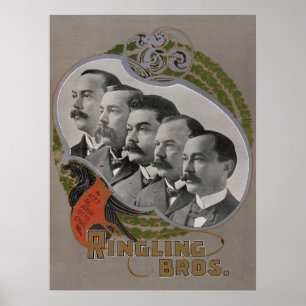 Vintage Circus Poster Of The Five Brothers