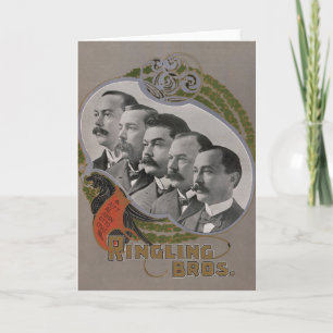 Vintage Circus Poster Of The Five Brothers Card