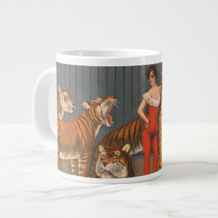 Vintage Circus Poster Of Woman With Six Tigers. Large Coffee Mug