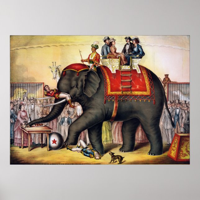 Vintage Circus Poster - Performing elephant (Front)