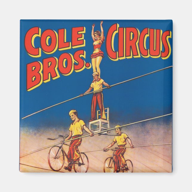 Vintage Circus Poster Showing High Wire Acrobats Magnet (Front)