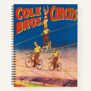 Vintage Circus Poster Showing High Wire Acrobats Notebook