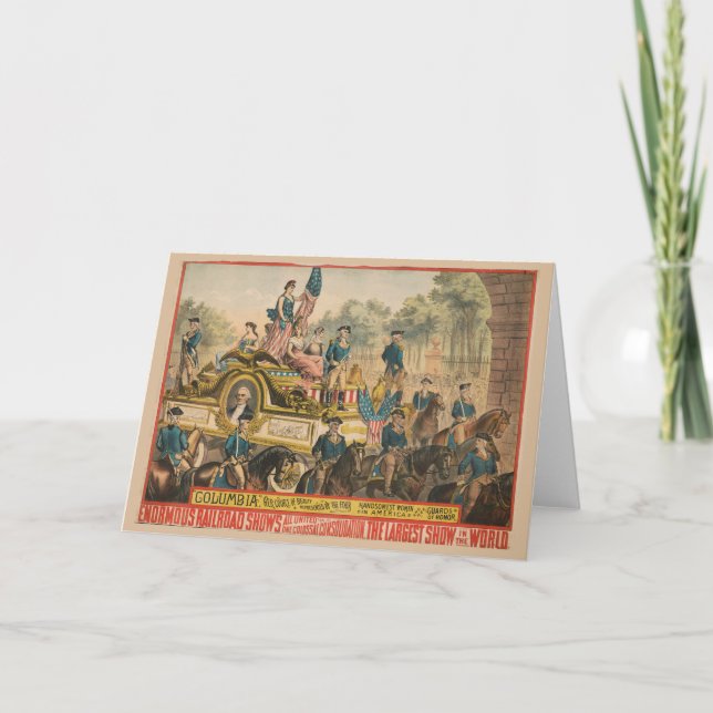Vintage Circus Poster Showing Parade Float Card (Front)