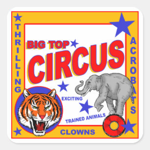 Vintage Circus Poster Square Sticker